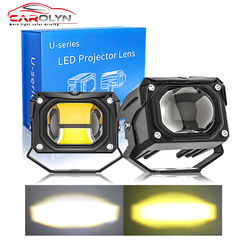 CAROLYN High Lumen Free Error Canbus Dual Color Fog  lens, 3&#39;&#39; Side Mount 12v Motorcycle Driving Lights