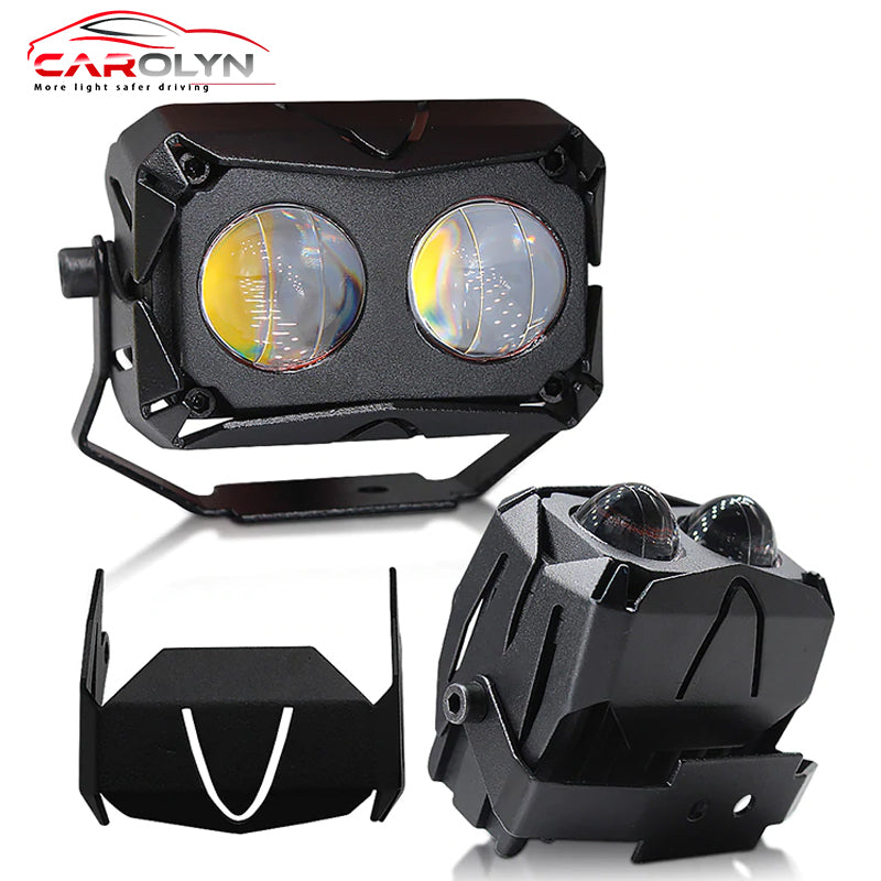 Carolyn New U10 Car LED Small Steel Fog Light Motorcycle Spotlight External Two-color Lens Spotlight Laser LED Headlight