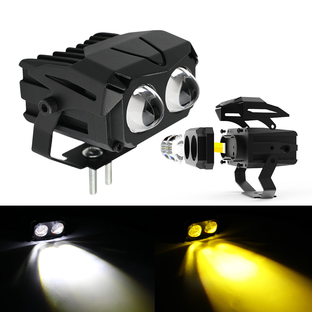 Carolyn Super Bright 12V 24V 60W 3inch White Amber Dual Color 6500k 3000k Spot Beam Mini Driving Lights for Motorcycle