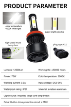 Load image into Gallery viewer, CarolynHeadlight black H4 S2 COB 9005 9006 9012 H11 H7  auto car light  led headlight